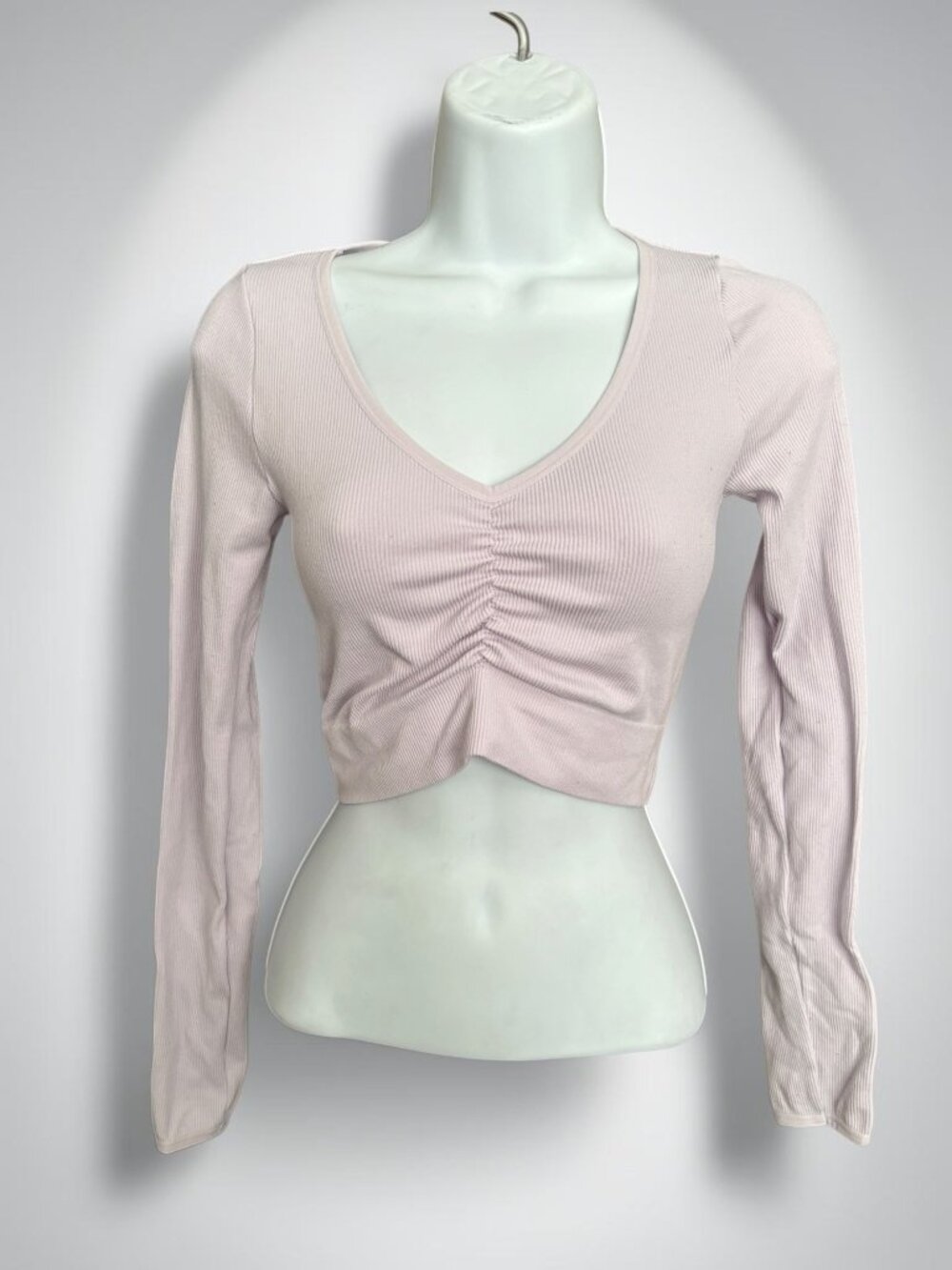 Wild Fable XS Lavender Ruched Ribbed Long Sleeve Cropped Top